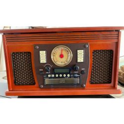 Victrola Navigator 8-in-1 Bluetooth Record Player with Built-in Speakers– 3 Speed Turntable, CD Player, Cassette, FM Radio, USB, RCA Out, Headphone Ja