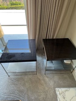 Pair of Metal and Wood Side Tables