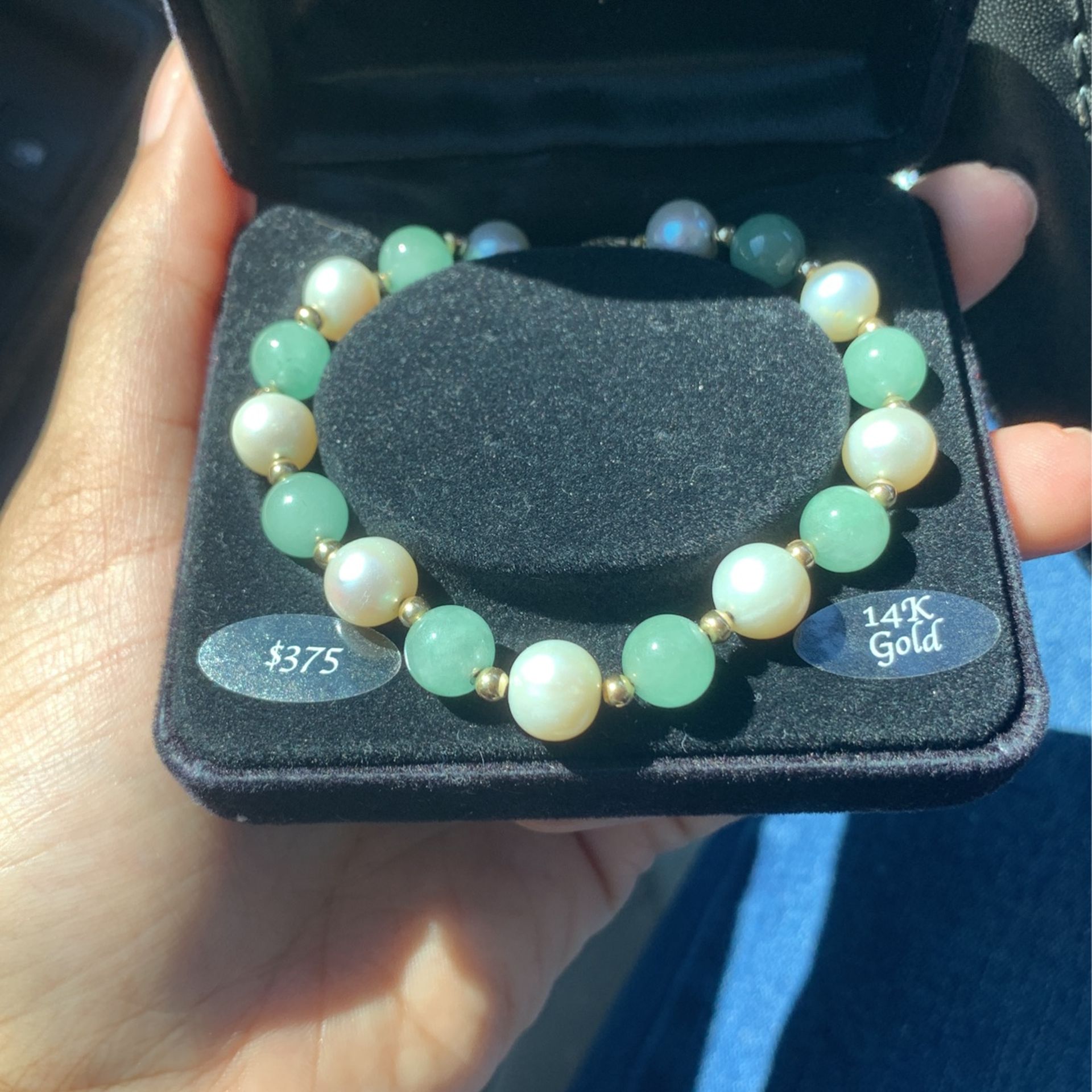 Jade Pearl Gold Bracelet