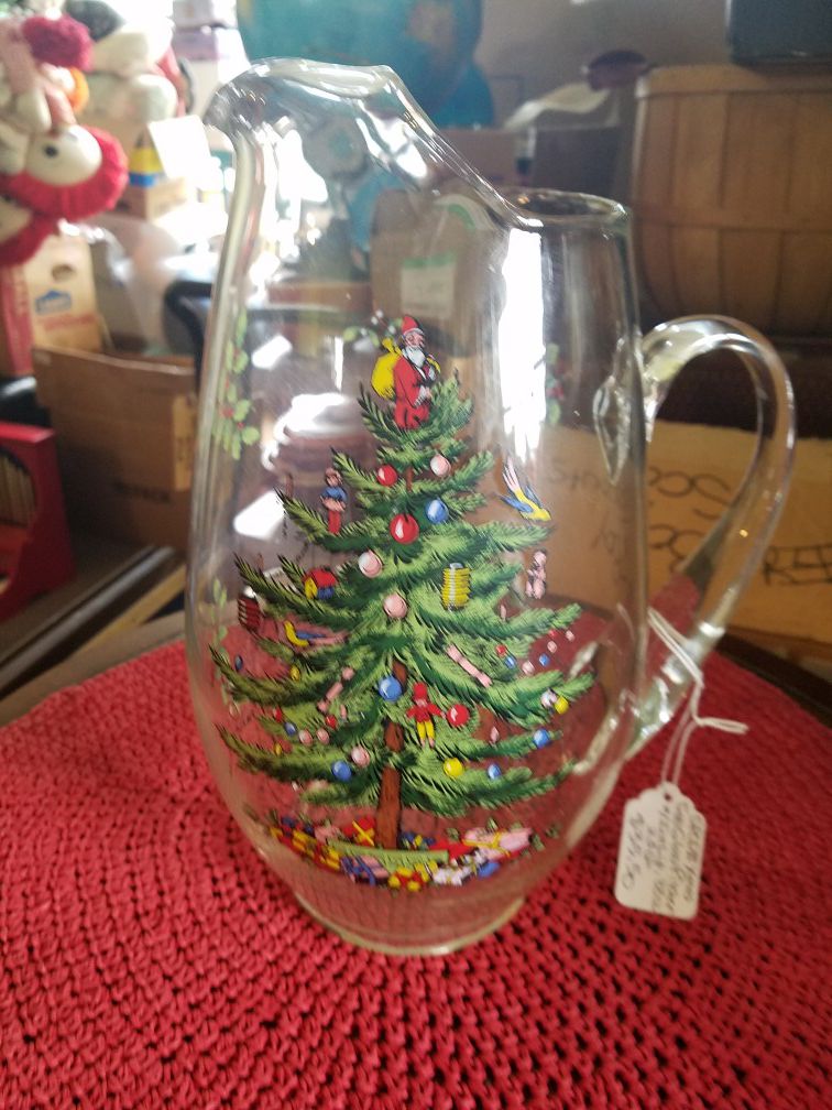 COLLECTIBLE SPODE XMAS TREE GLASS PITCHER