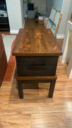 Plug in wooden side table nightstand