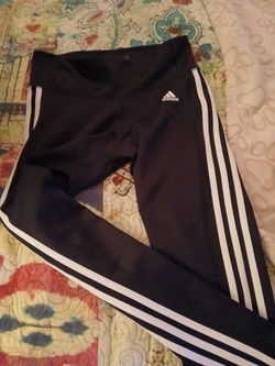 Adidas Black Leggings with White Stripes