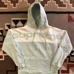 Supreme Blocked Hooded Sweatshirt Ice Blue Fall/Winter 2017 Size Small FW17 