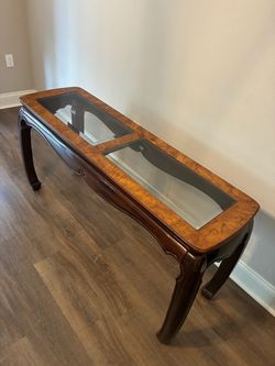 Wood and Glass Top Console Sofa Table