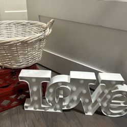 Basket, Jewelry Boxes, LED Love Sign 