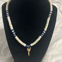 Coral shark tooth necklace