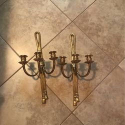 Brass Walk Mounted Candle Holders 
