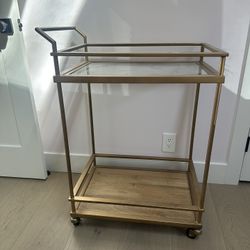 Bar Cart In Wood And Gold 