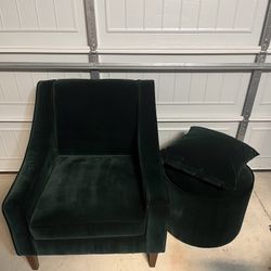 Dark Green Flunshult Chair & Grundsjo Stool