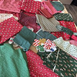 Holiday Quilting Fabric 37 Pieces  multiple pieces are 2-3 yards each material is cotton