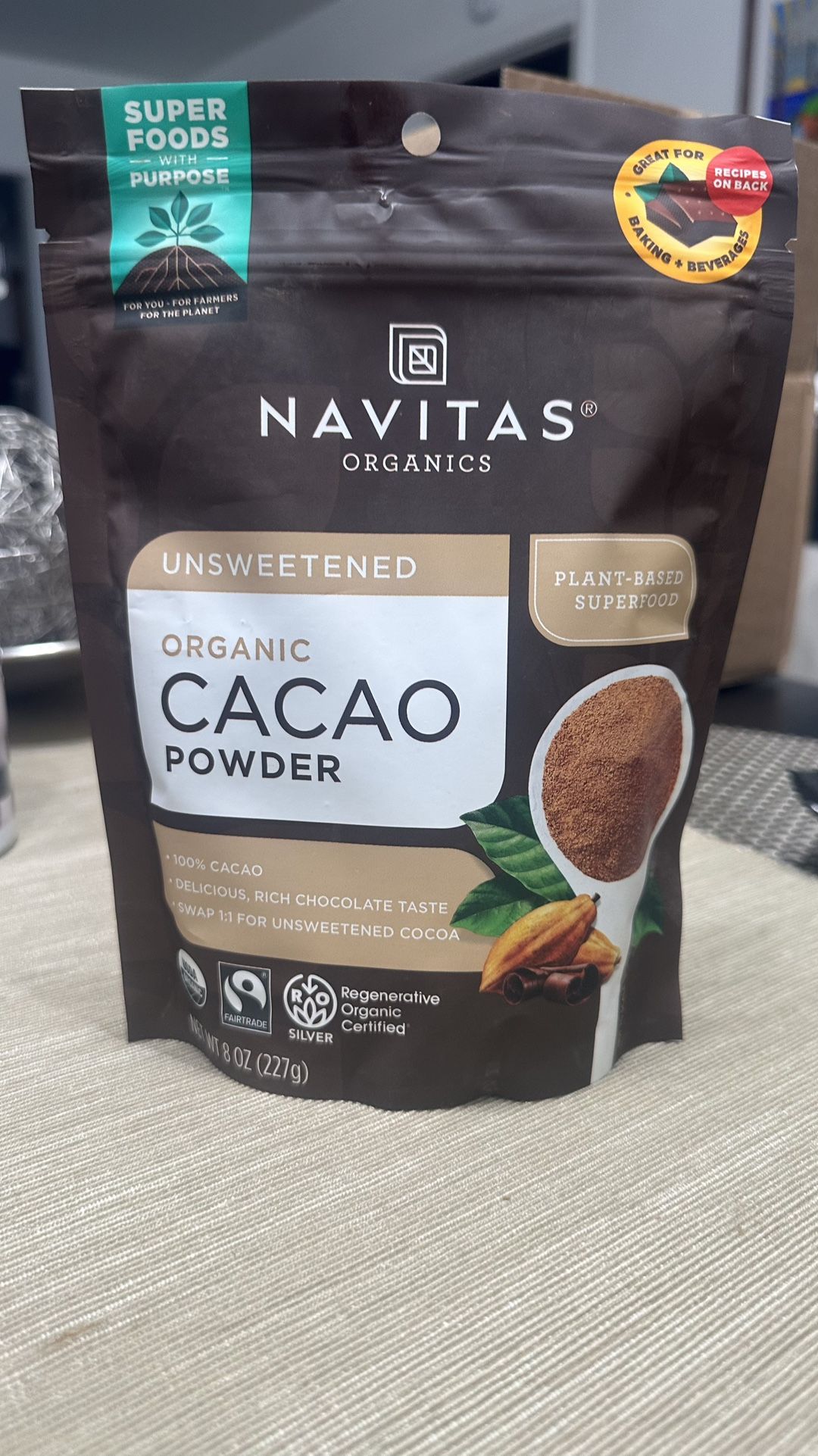 Navitas organic cacao powder Unsweetened 8 oz
