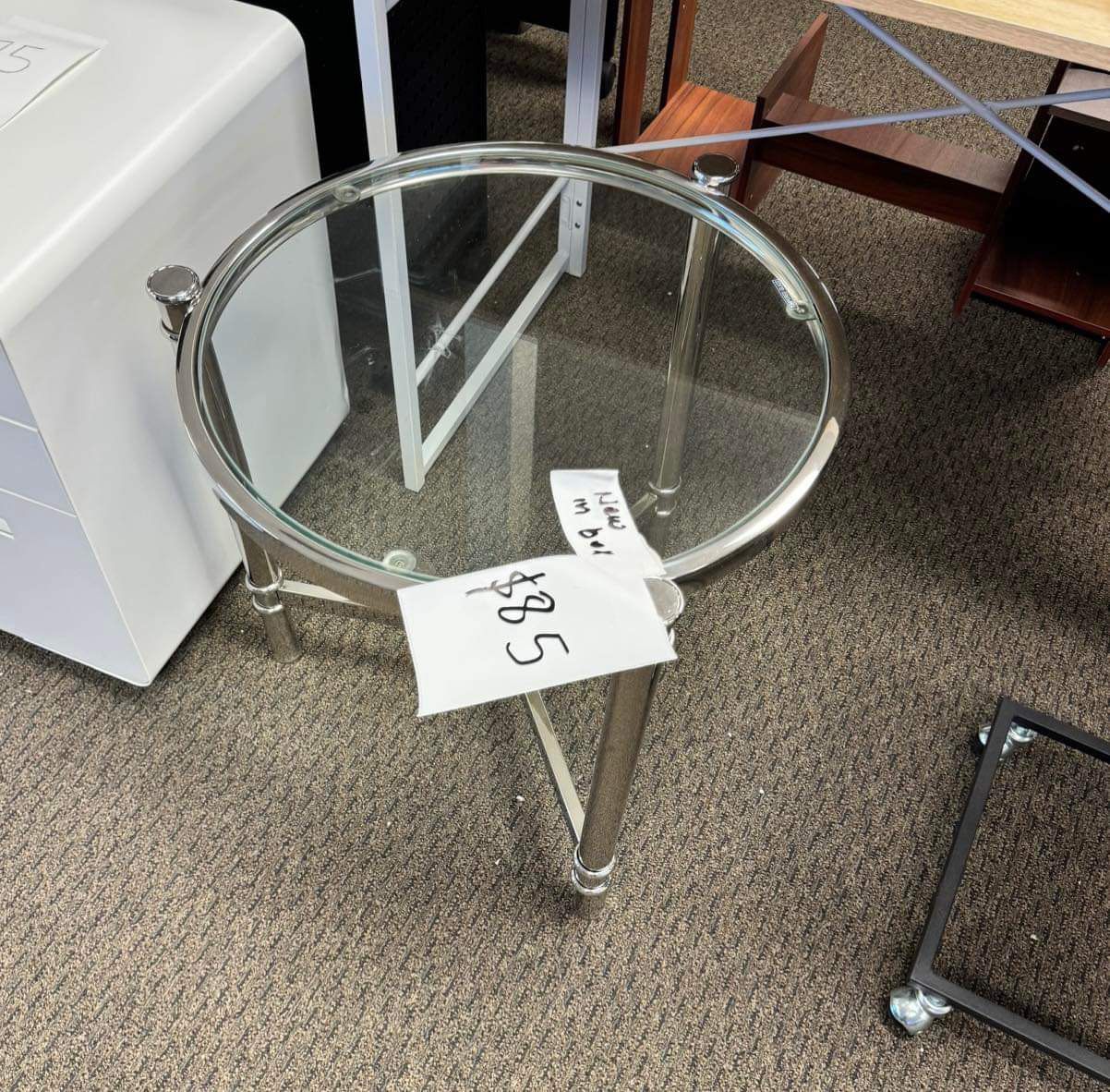 Contemporary Acrylic End Table, Side Table With Tempered Glass Top, Chrome/Silver End Table For Living Room&Bedroom