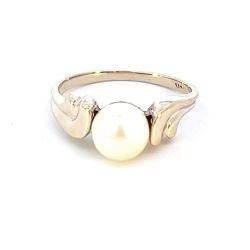  10k Yellow Gold Pearl Ring Size 7