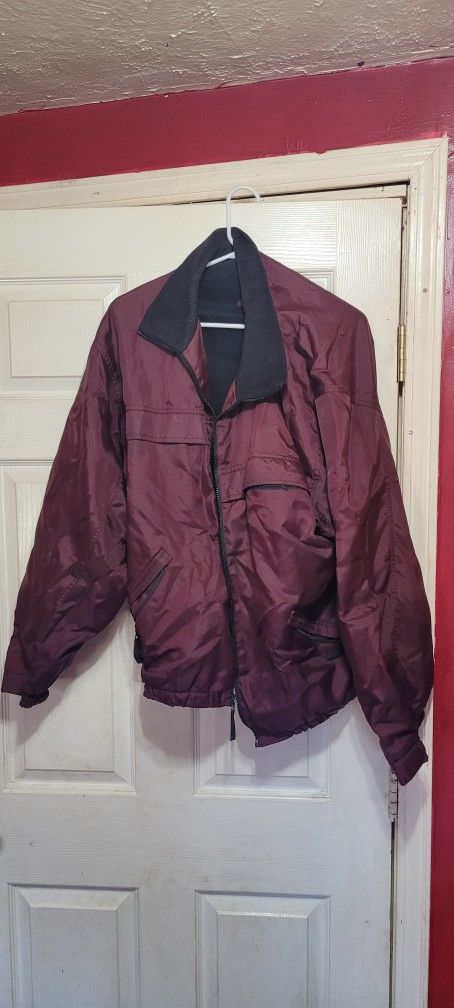 Basic Editions Women's Coat Purple Jacket Large Full Zip Toggle