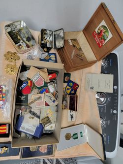 Box of Military badges
