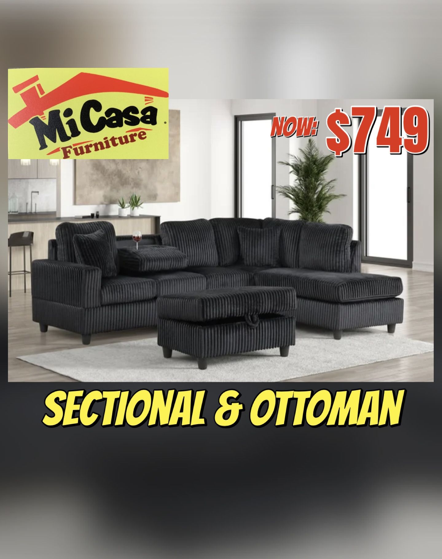 ONLY $39 DOWN! Sectional & Ottoman