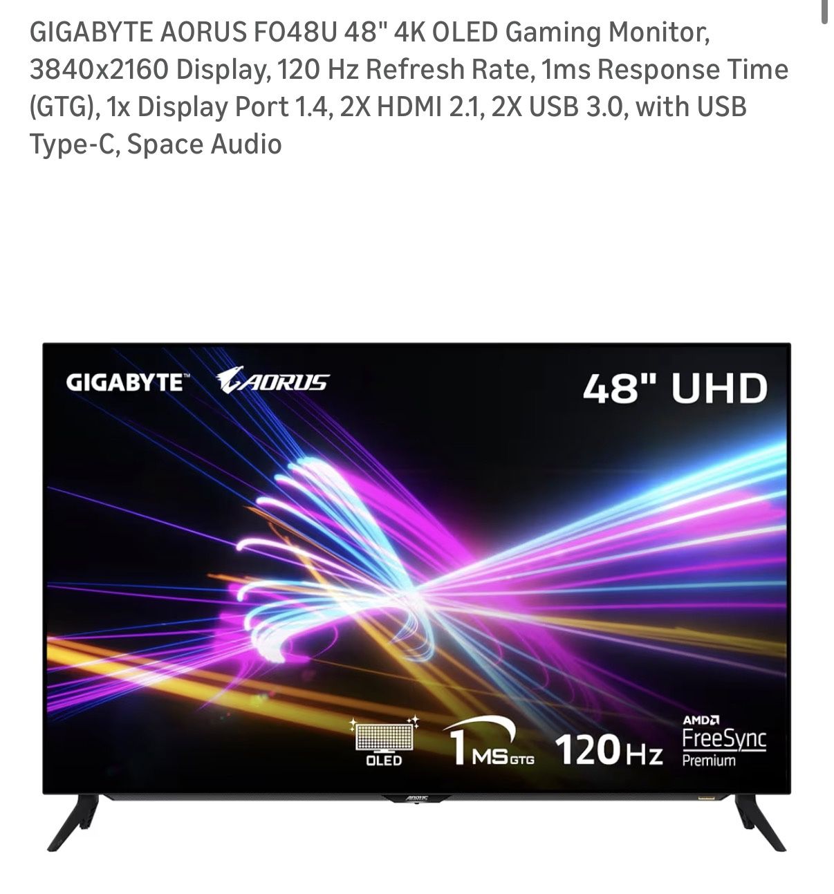 48” 4K OLED Gaming Monitor