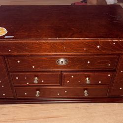 Large Wooden Jewelry Box with Mirror