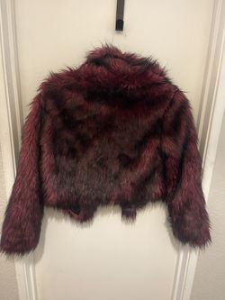 Burgundy Crop Fur Coat Medium