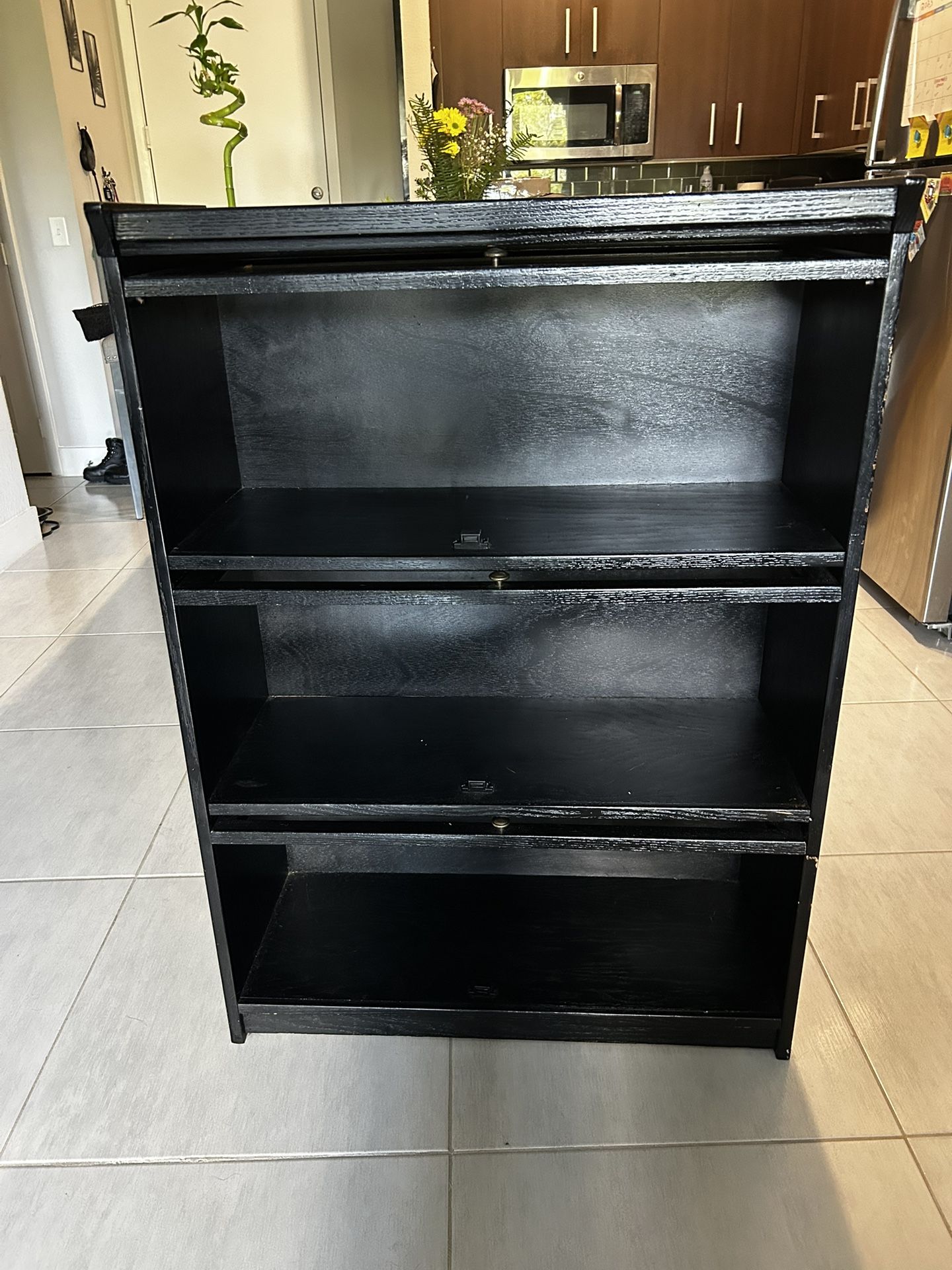 Black Bookcase With Glass Doors