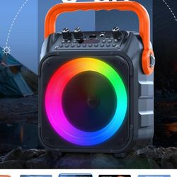 Karaoke Machine,Portable Karaoke Speaker with 2 Wireless Microphones,Karaoke Machine for Adults & Kids,Bluetooth Speaker Supports TWS/USB/REC/FM/AUX i
