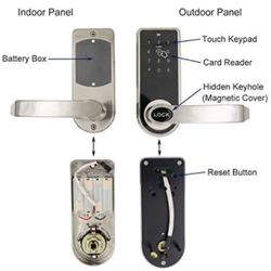 ETEKJOY Electronic Door Lock 3-in-1 Password RFID Card/Tag Hidden Keyhole Digital Touchscreen Keypad Left/Right Lever Reversible Handle Keyless Smart 