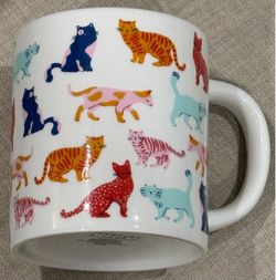 Parker Lane Cat Person Stoneware Mug, Multicolor Cat Print, Microwave Safe