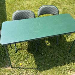 Samsonite Green Vintage Folding Table 2 Chairs Narrow USA
