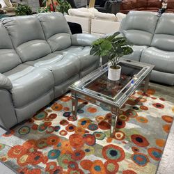 2 Pc Leather Recliner Sofa Set