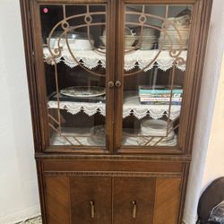Vintage Wood China Cabinet