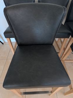 Black Faux Leather Dining Chairs with Wood Frame