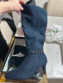 NEW Karen Scott Wide Calf Boots Size 9 Navy Suede