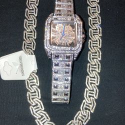 Iced Out Silver Skeleton Set