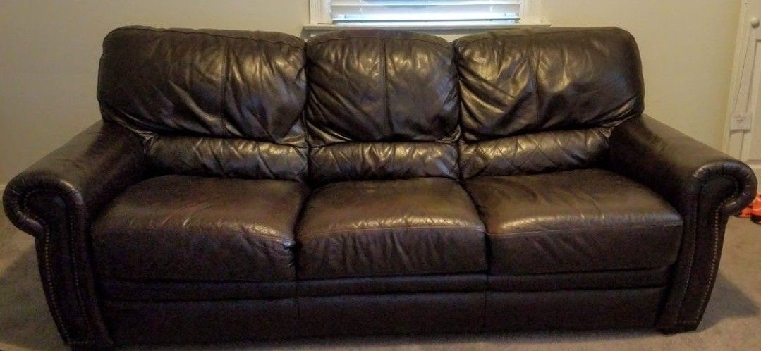 Dark Chocolate Brown Leather Couch