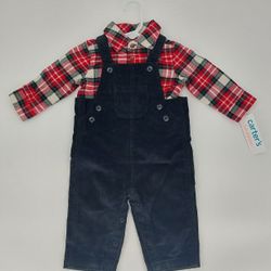 Carters Plaid Shirt and Blue Pants Baby Outfit Size 6m