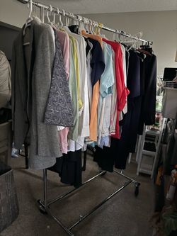 Clothes rack with clothes