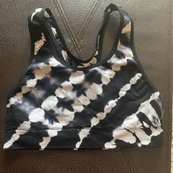Black And White Tie Dye Sport Bra Women Size S