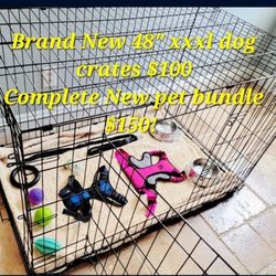 Brand New 48x30x33 Dog CRATE 2 Door With Tray $100 Up To 125lbs/  Xxxl Dog Cage Bundle With Kennel Harness leash bowls Bed & More $150 Jaula De Mascot
