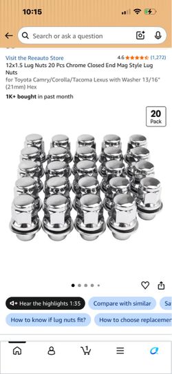 Chrome Mag Style Lug Nuts 20-Pack 12x1.5