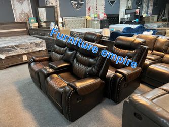 Living room sofas and loveseat recliner leather