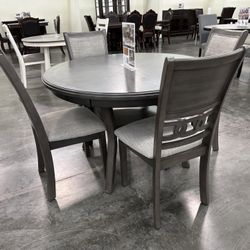 ROUND GREY DINING TABLE WITH CHAIRS 