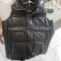 Black Sean John men's hooded puffer vest