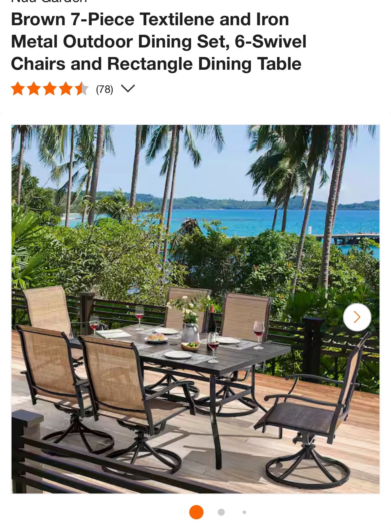 7 Pc Patio Dining set With 6 Swivel Chairs & solar Umbrella 