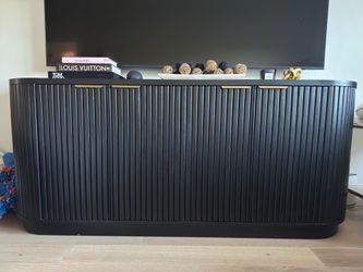 Modern Black Fluted Media Console / TV Stand – 79” | Retail $899