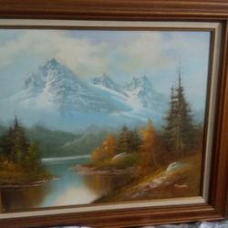 High Mountain Landscape Oil On Canvas