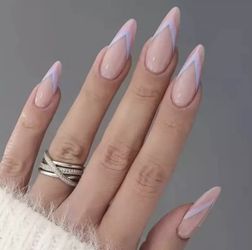 Press On Nails, Medium Nails , Pink Purple Tip