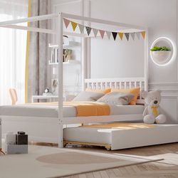 White Trundle bed 
