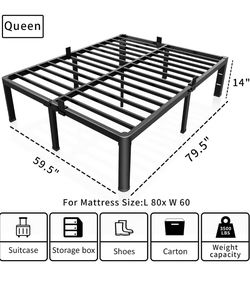 14 Inch Heavy Duty Queen Bed Frame with Rounded Corner, 3500LBS Load Capacity