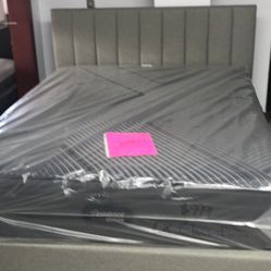 Fabric Gray Upholstered Queen Bed