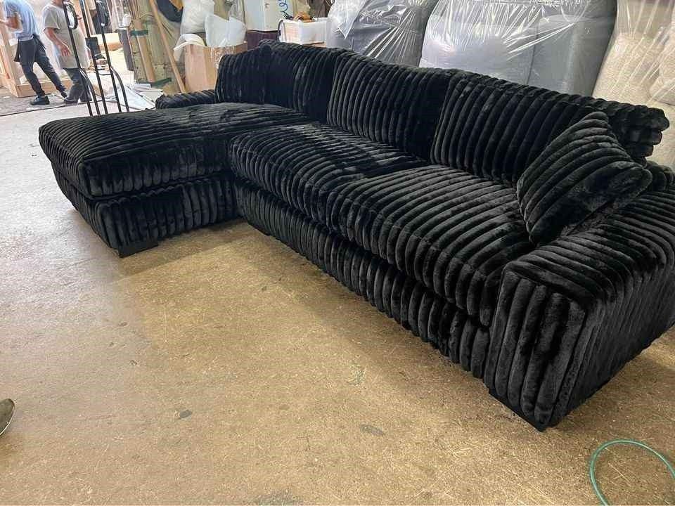 $20 Down Payment Finance🦋New ▪️Black Velvet 2 Piece Sectional with Chaise ▪️# Sofa # Loveseat # Couch # Living Room Set Options Available